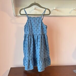 Old Navy Denim Blue Polka Dot Kids Dress, Size 4T